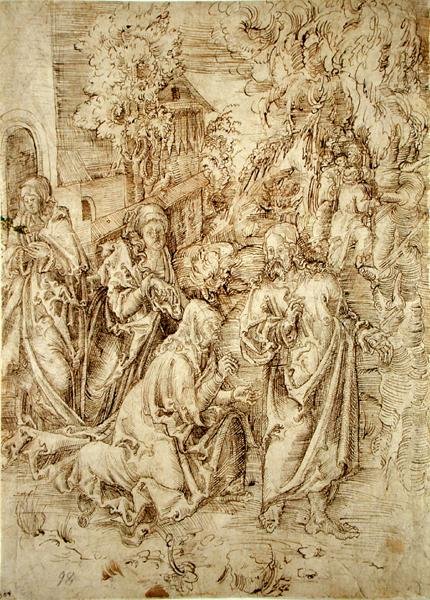 Kristus tager afsked med sin mor (pen og blæk på papir) af Lucas Cranach the Elder