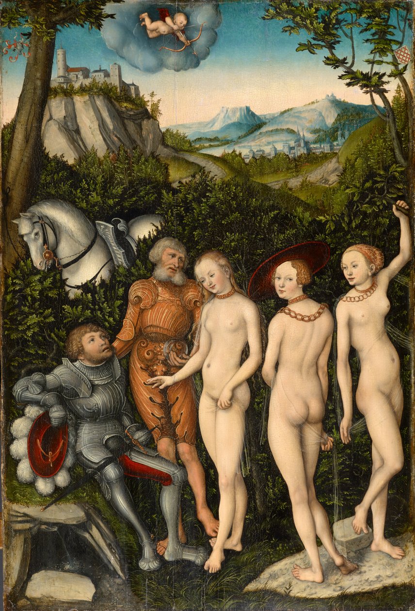 The Judgment of Paris, 1528 (blandede medier på træ) af Lucas Cranach the Elder
