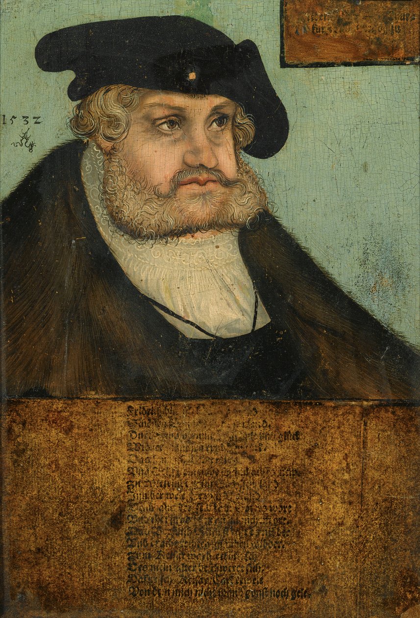 Portræt af kurfyrsten Friedrich III. af Sachsen, (Friedrich den kloge) (1463-1525) af Lucas Cranach the Elder