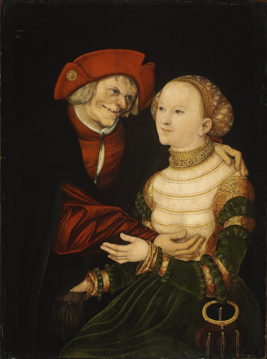 Det dårligt matchede par / gammel mand og ung kvinde af Lucas Cranach the Elder
