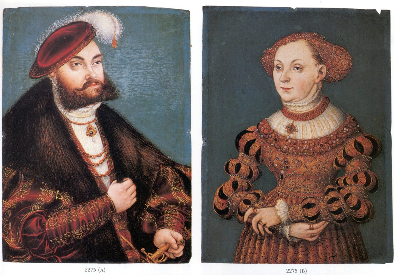 Dobbeltportræt af kurfyrsten Johann Friedrich von Sachsen og hans kone Sibylle von Cleve af Lucas Cranach the Younger