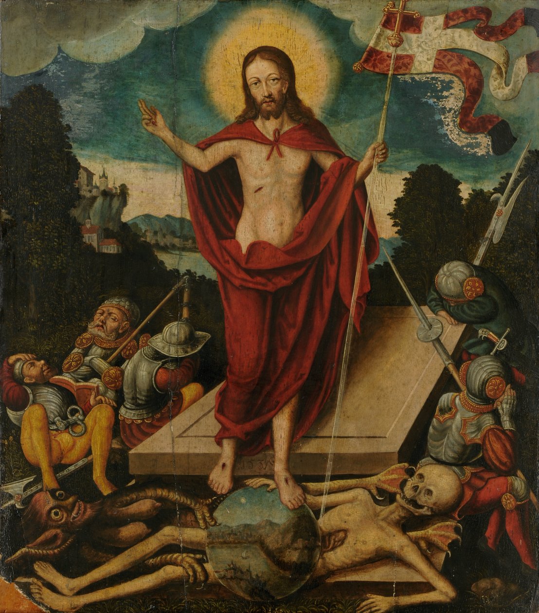 Kristi opstandelse og triumfen over døden og djævelen, 1537 af Lucas school of Cranach