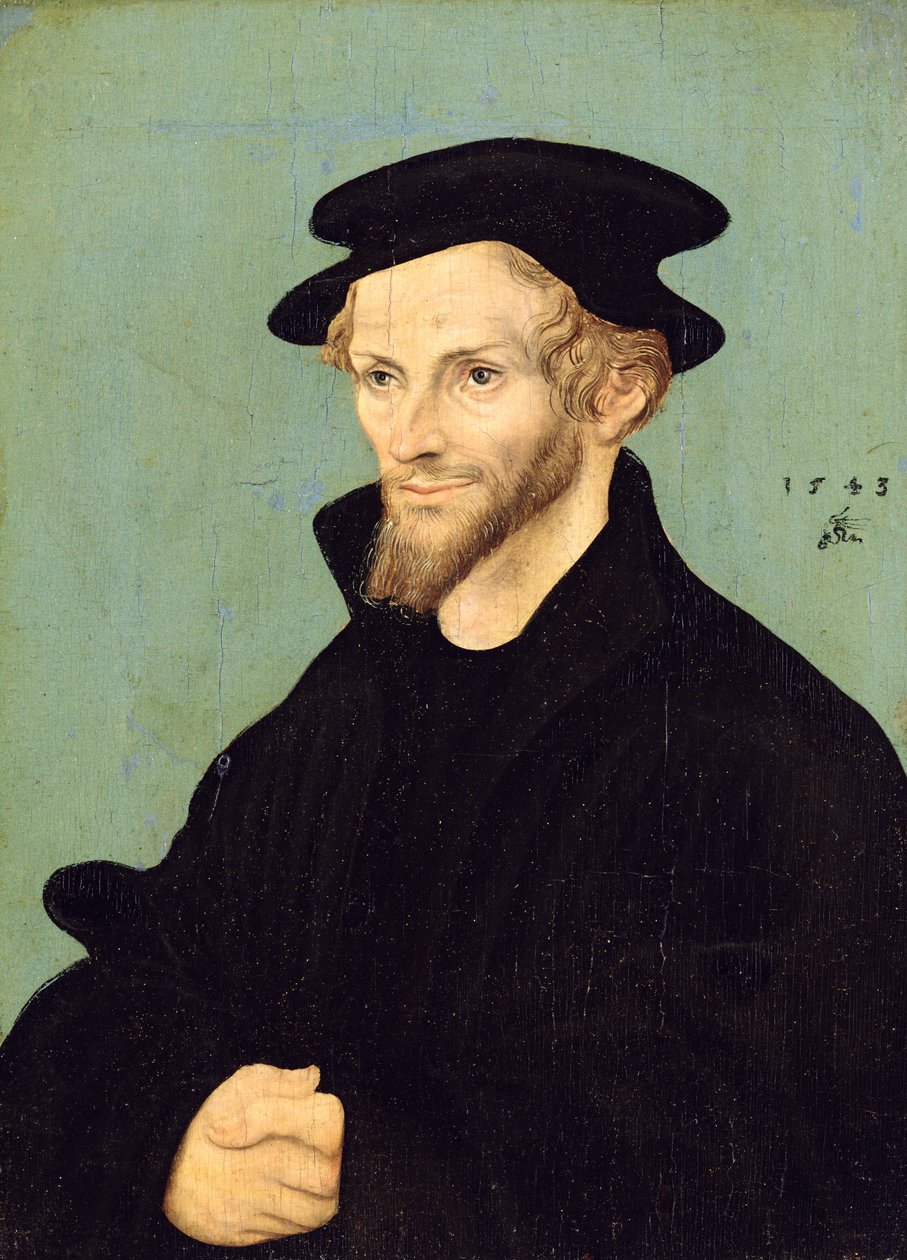 Portræt af Philipp Melanchthon (1479-1560), 1543 (olie på lærred) af Lucas studio of Cranach