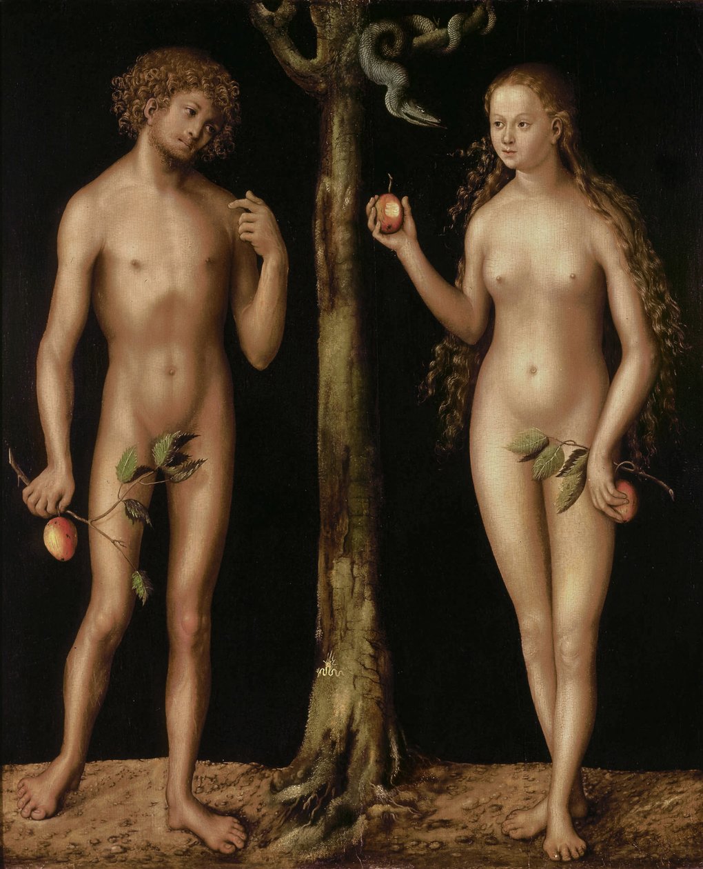 Adam og Eva, 151315 olie på panel af Lucas Cranach the Elder