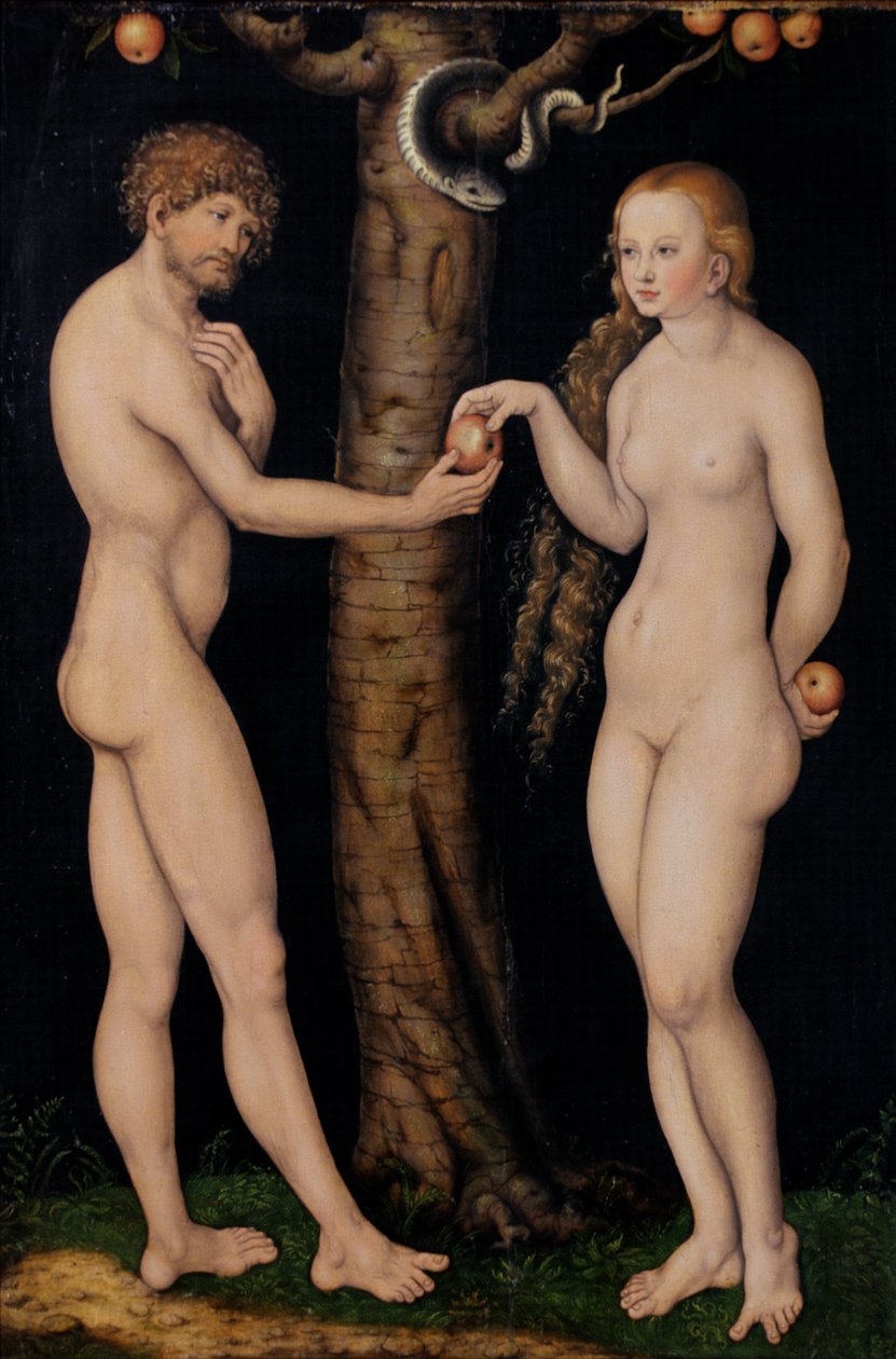 Adam og Eva i Edens have, ca. 1520-25 (olie på træ) af Lucas Cranach the Elder