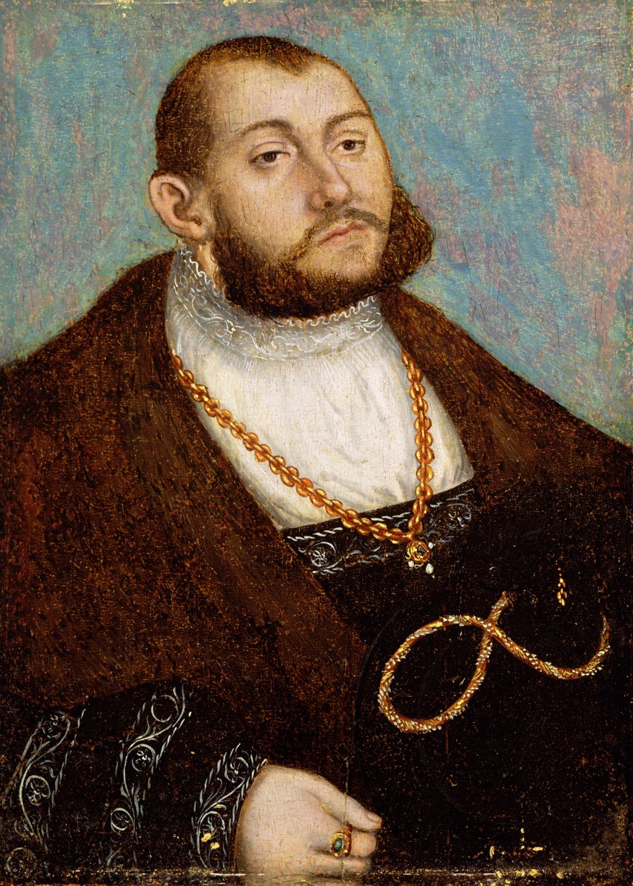 Portræt af kurfyrst Johann Friedrich den Storsindede (1503-53) af Sachsen, ca. 1530 af Lucas Cranach the Elder