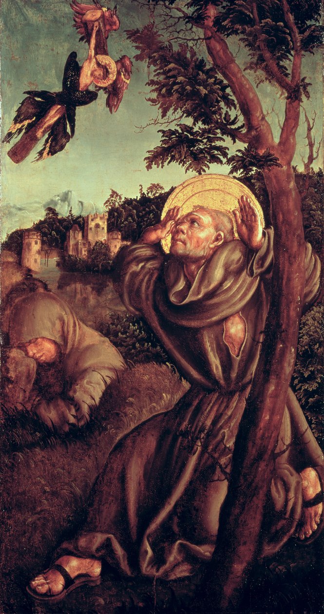 St.Francis modtager Stigmata af Lucas Cranach the Elder