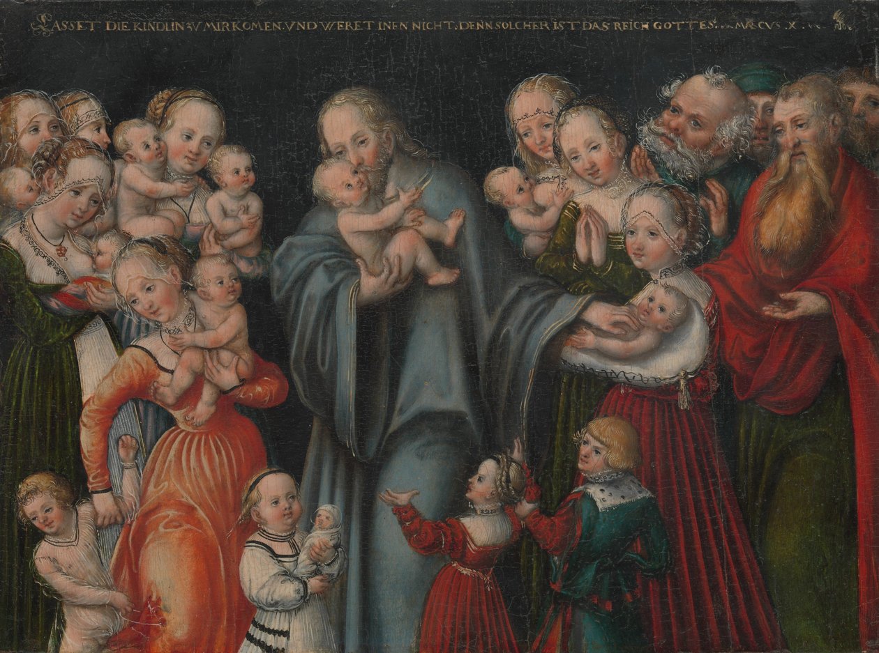 Kristus velsigner børnene, ca. 1545-50 af Lucas the Younger Cranach