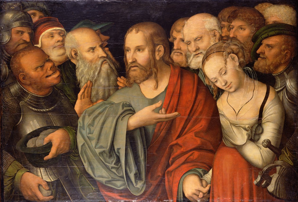 Kristus og kvinden taget i utroskab af Lucas Cranach the Younger