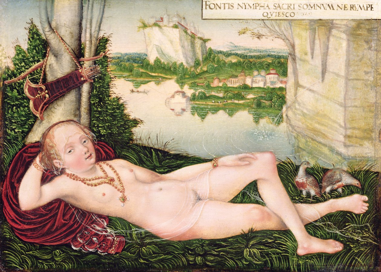 Hvilende Naiad af Lucas the Younger studio of Cranach