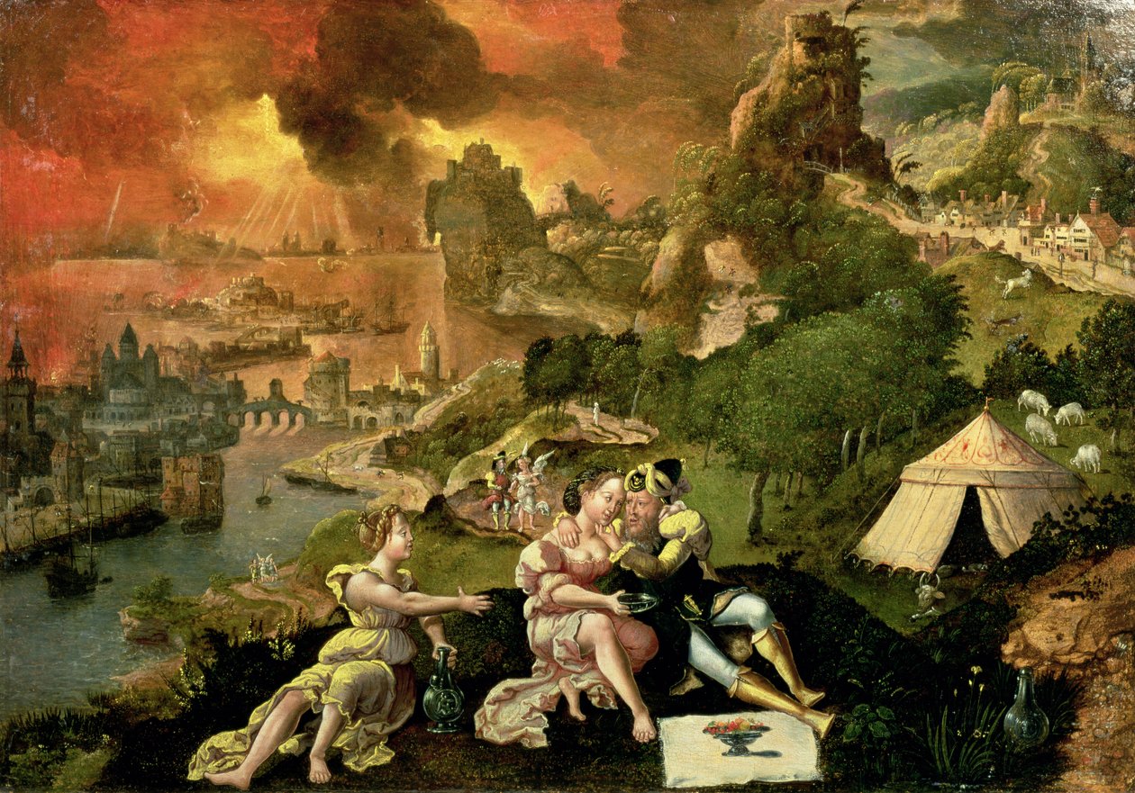Lot og hans døtre (panel) af Lucas van Gassel