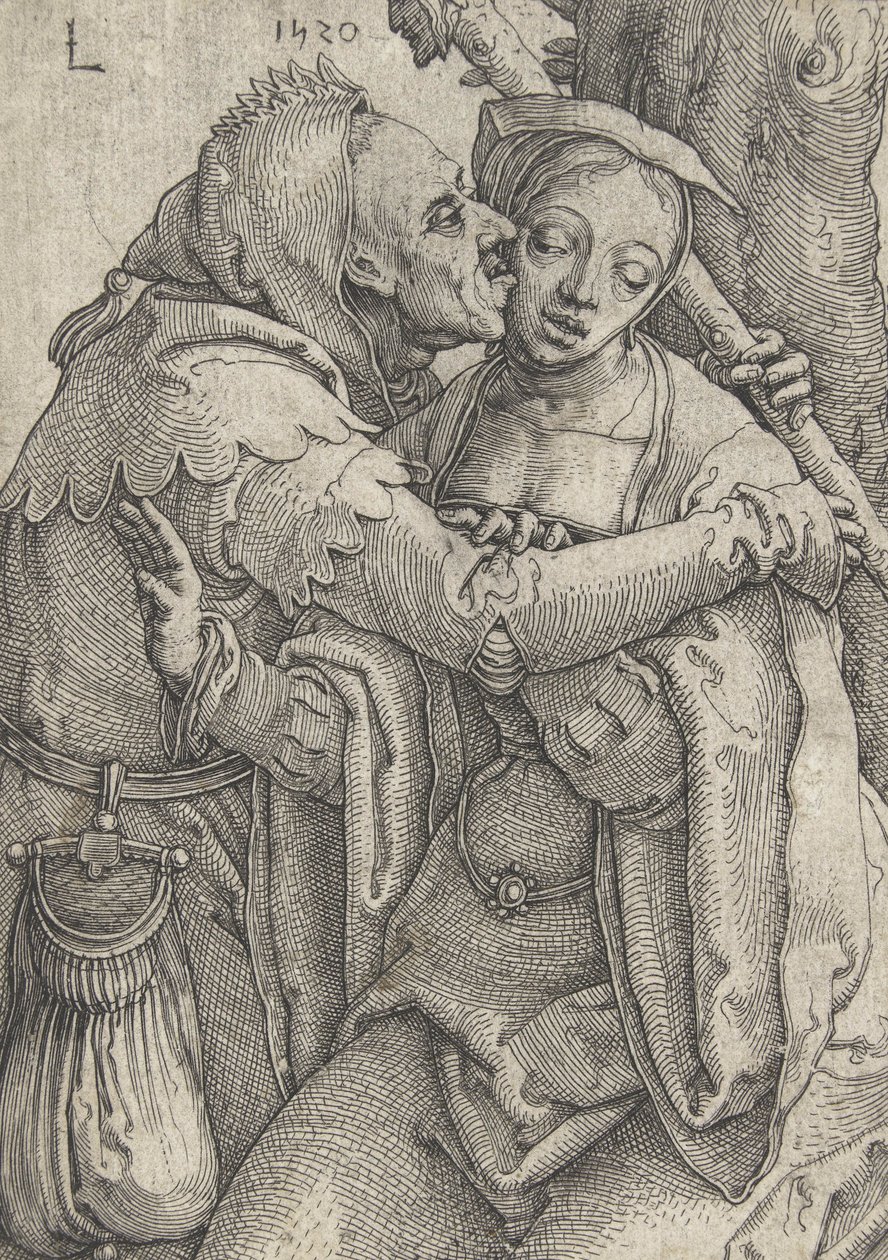 Nøgen og den unge kvinde, 1520 af Lucas van Leyden