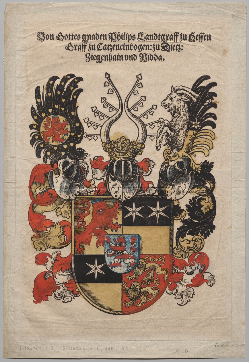 Våbenskjold af Philip, Landgrave of Hessen af Lucas Cranach