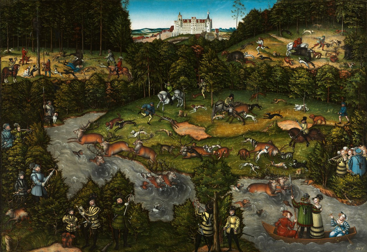 Jagt nær Hartenfels Slot, 1540 af Lucas Cranach