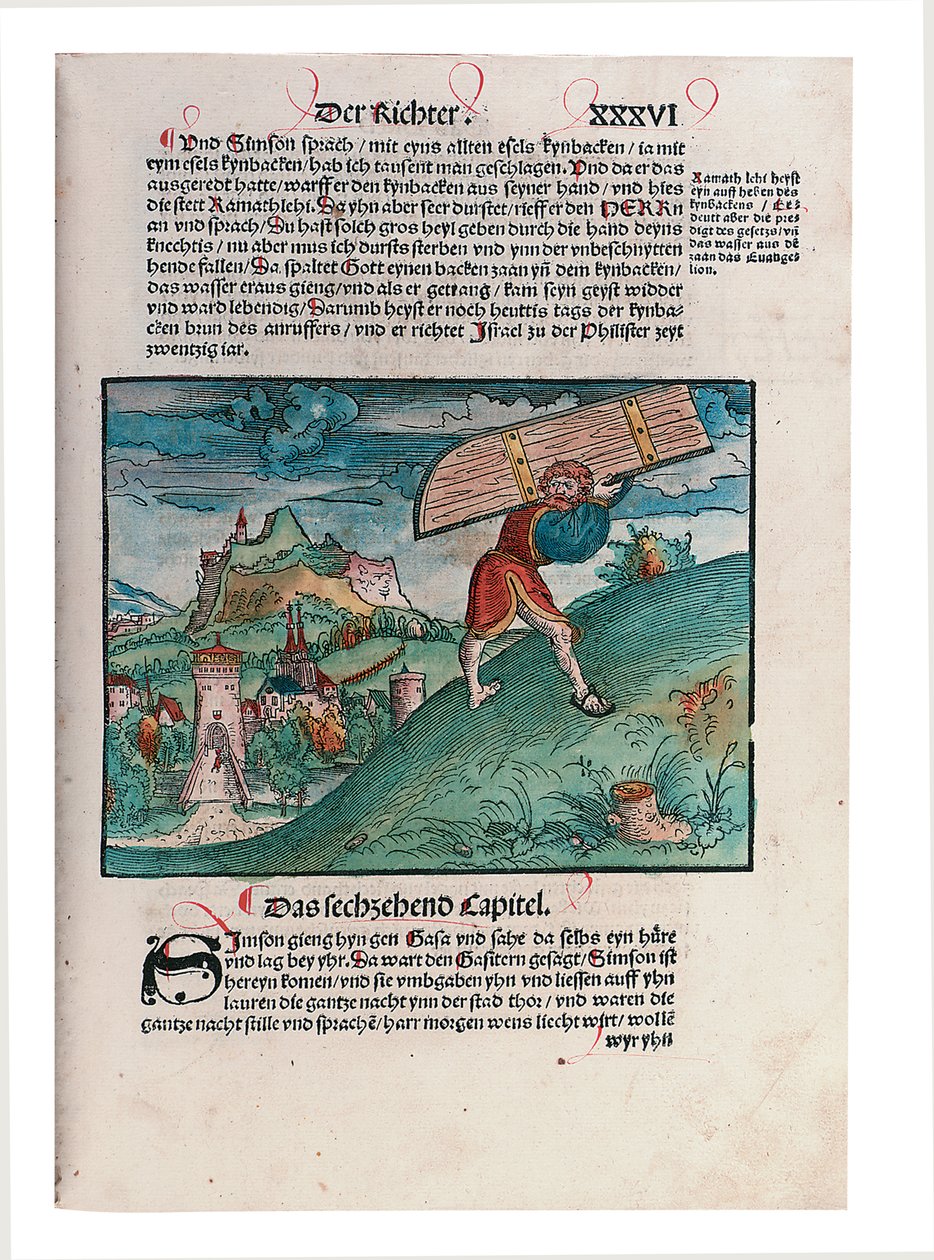 Illustration fra Det Gamle Testamente, del II, Joshua - Esther, fra Bibelen, oversat af Martin Luther, Wittemberg, 1524 af Lucas Cranach