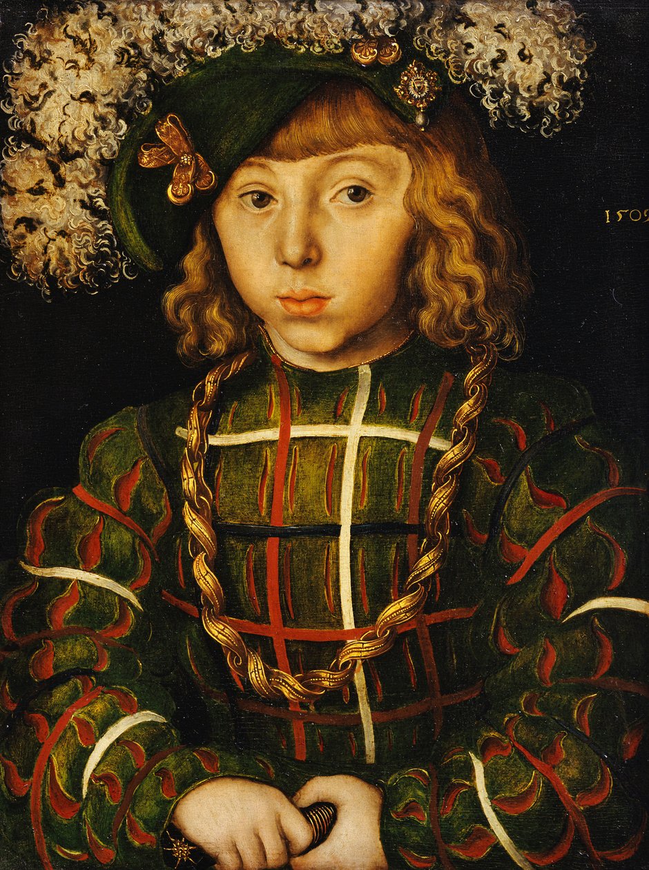 Portræt af Johann Friedrich, senere kurfyrst den storsindede af Sachsen, 1509 af Lucas Cranach