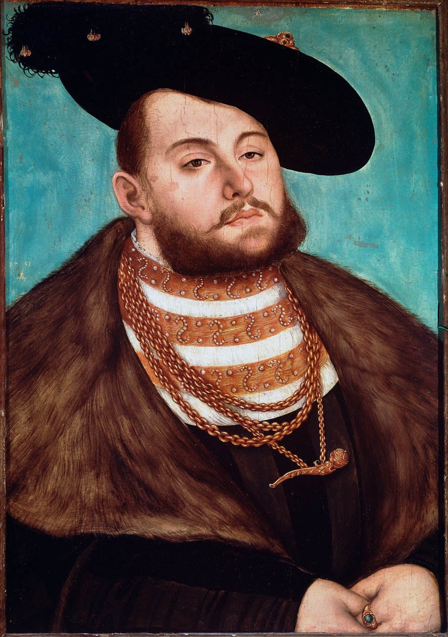 Portræt af John Frederic II the Magnanime, kurfyrste af Sachsen af Lucas Cranach