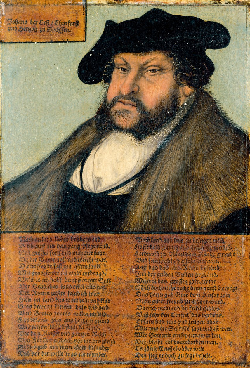 Portræt af Johannes den Standhaftige, Kurfyrste af Sachsen af Lucas Cranach