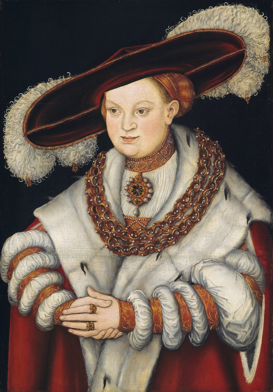 Portræt af Magdalena af Sachsen, kone til kurfyrst Joachim II af Brandenburg, ca. 1529 af Lucas Cranach