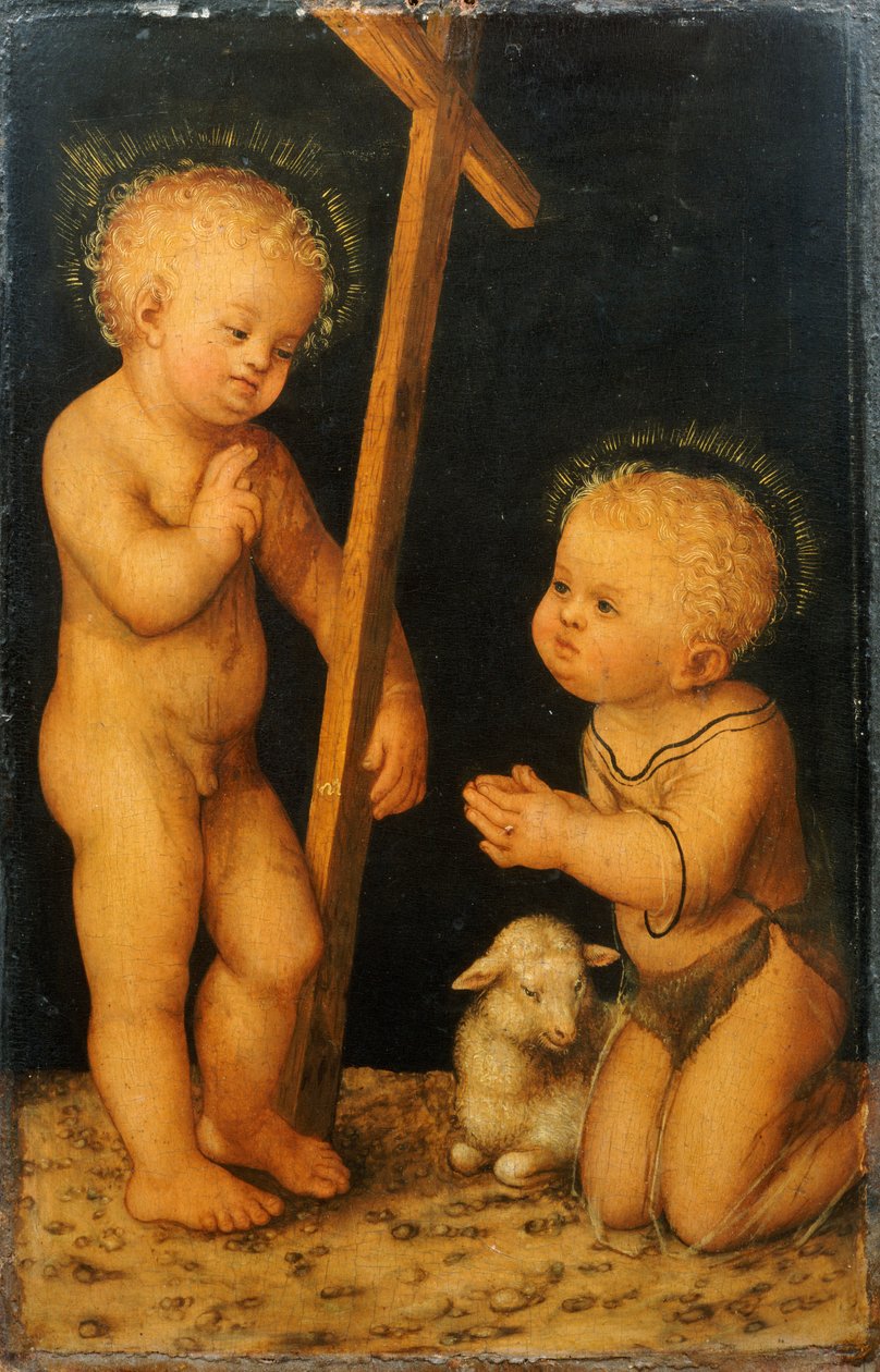 Kristusbarnet velsigner spædbarnet Johannes Døberen af Lucas Cranach