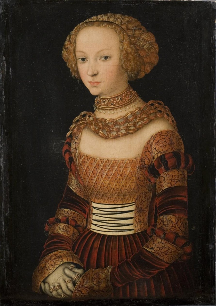 Portræt af en ung kvinde. Prinsesse Emily af Sachsen? af Lucas Cranach d.Æ.