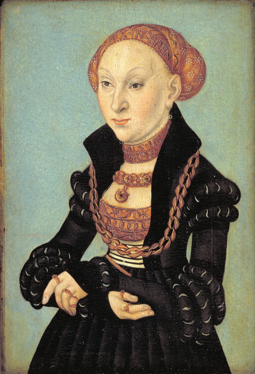 Portræt af kurfyrsten Sibylle af Sachsen (1510-1569) af Lucas Cranach d.Æ.