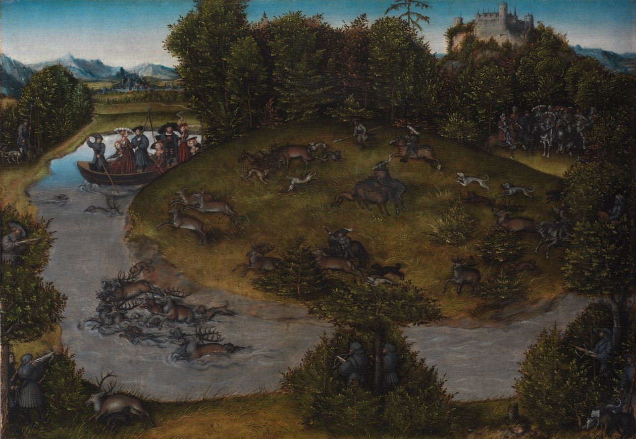 Hjortejagten på kurfyrsten Frederik den Vise (1463-1525) af Sachsen af Lucas Cranach d.Æ.