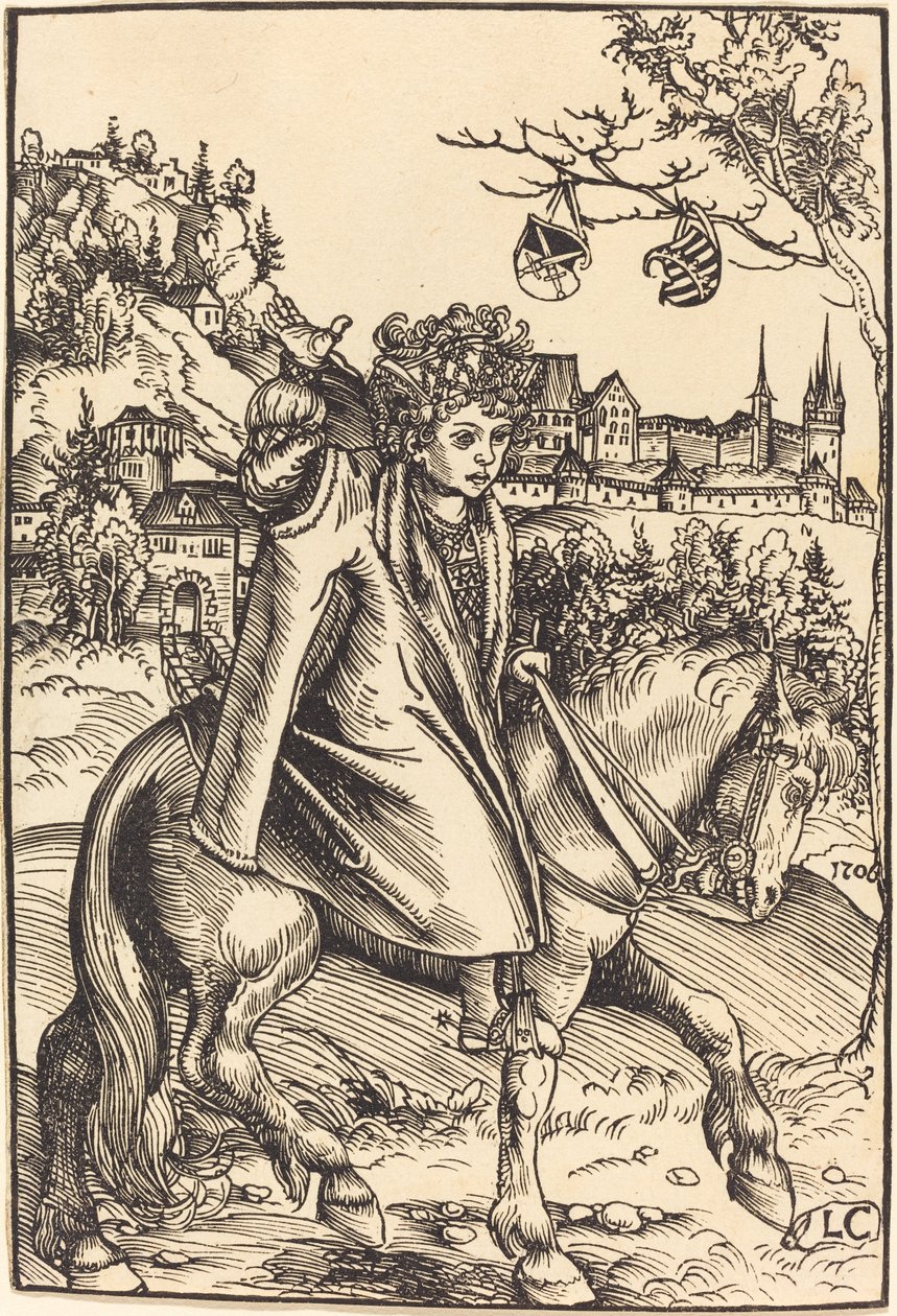 En saksisk prins til hest af Lucas Cranach the Elder