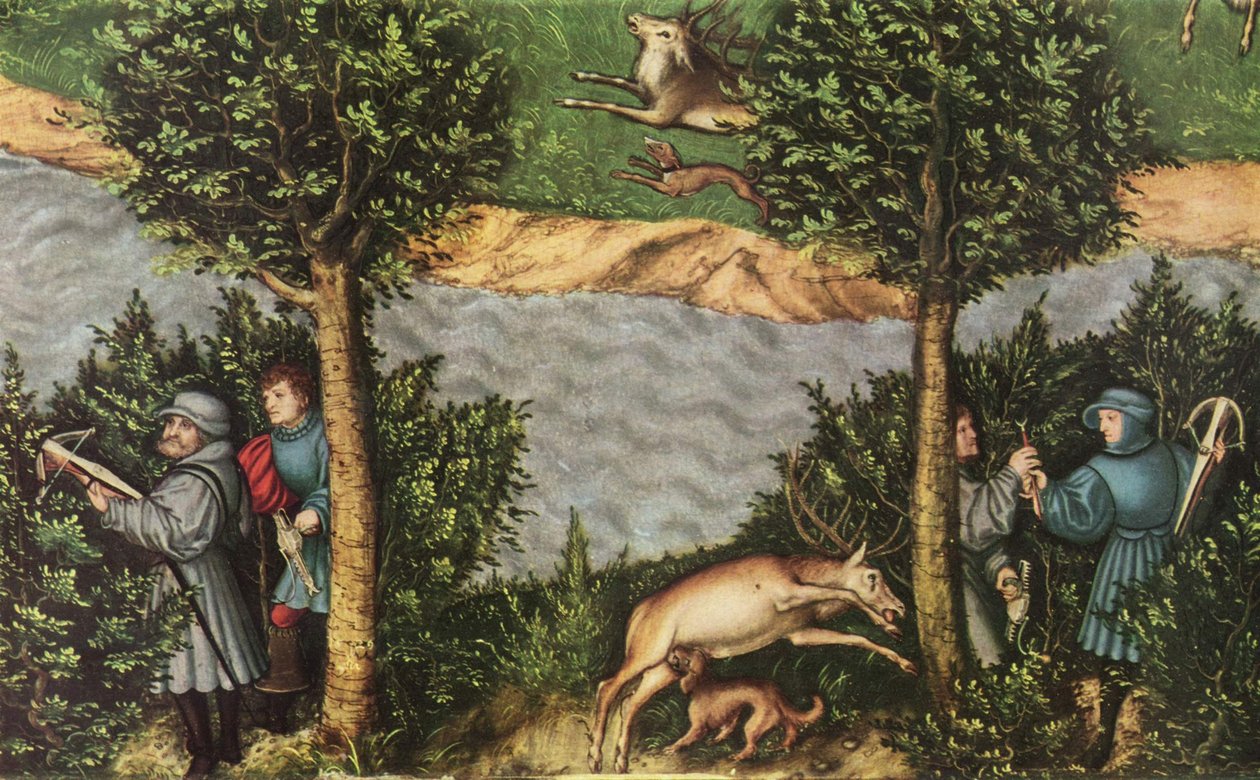 En hjortejagt med kurfyrst Friedrich den Vise
 detalje af Lucas Cranach the Elder