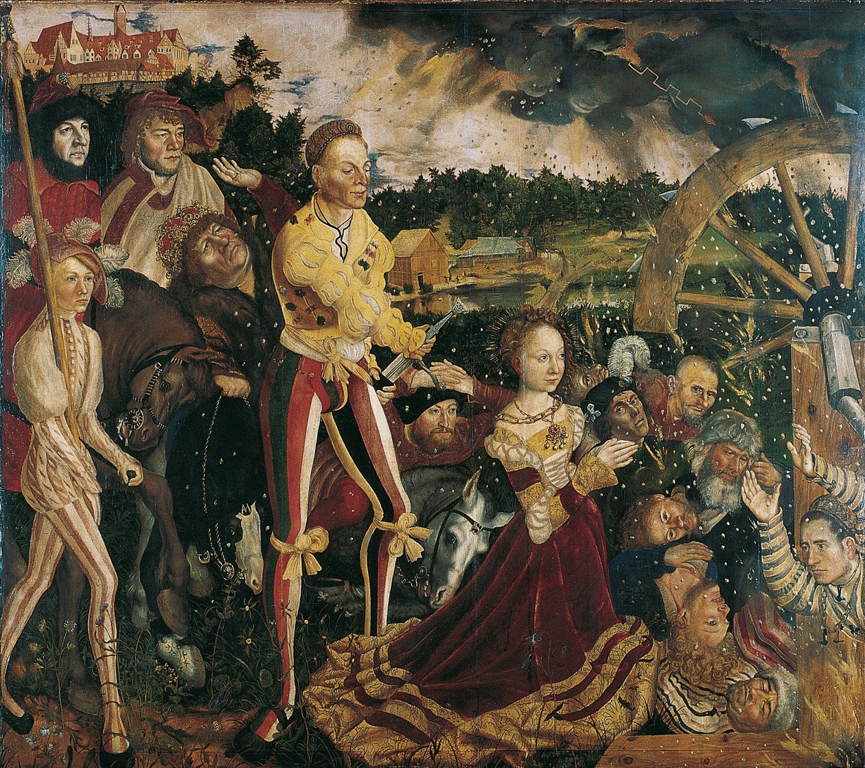 Altertavle med Saint Catharines martyrium, midterpanel af Lucas Cranach the Elder
