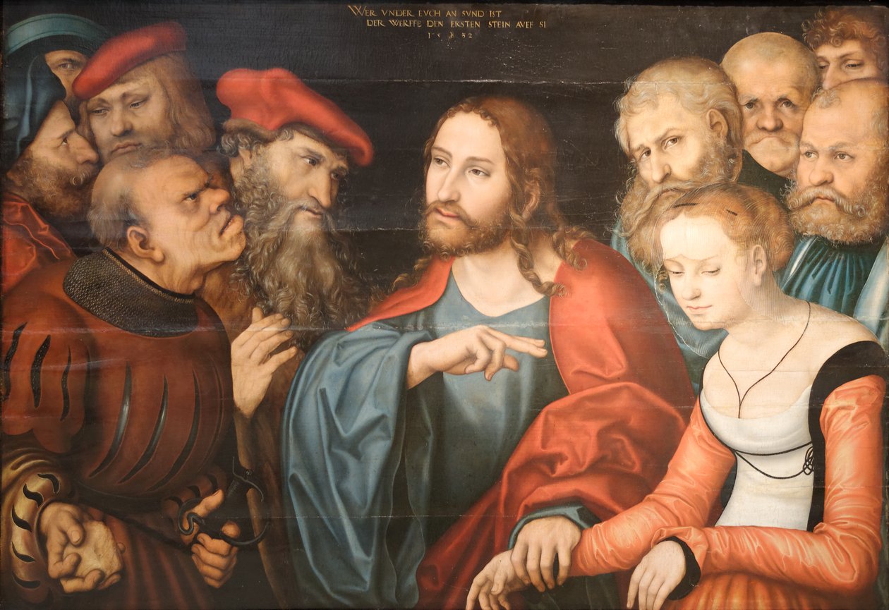 Kristus og den utro kvinde af Lucas Cranach the Elder