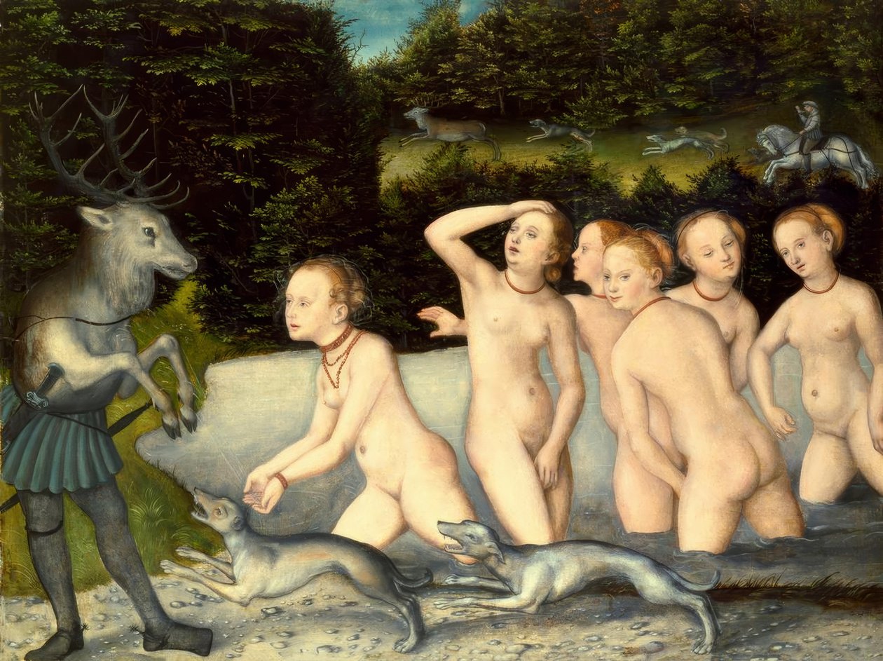 Diana og Actaeon af Lucas Cranach the Elder