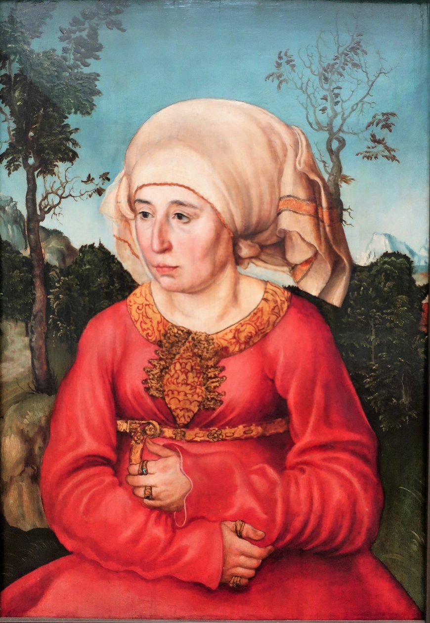 Tysk: Bildnis der Frau eines Rechtsgelehrten Portræt af en jurists hustru af Lucas Cranach the Elder