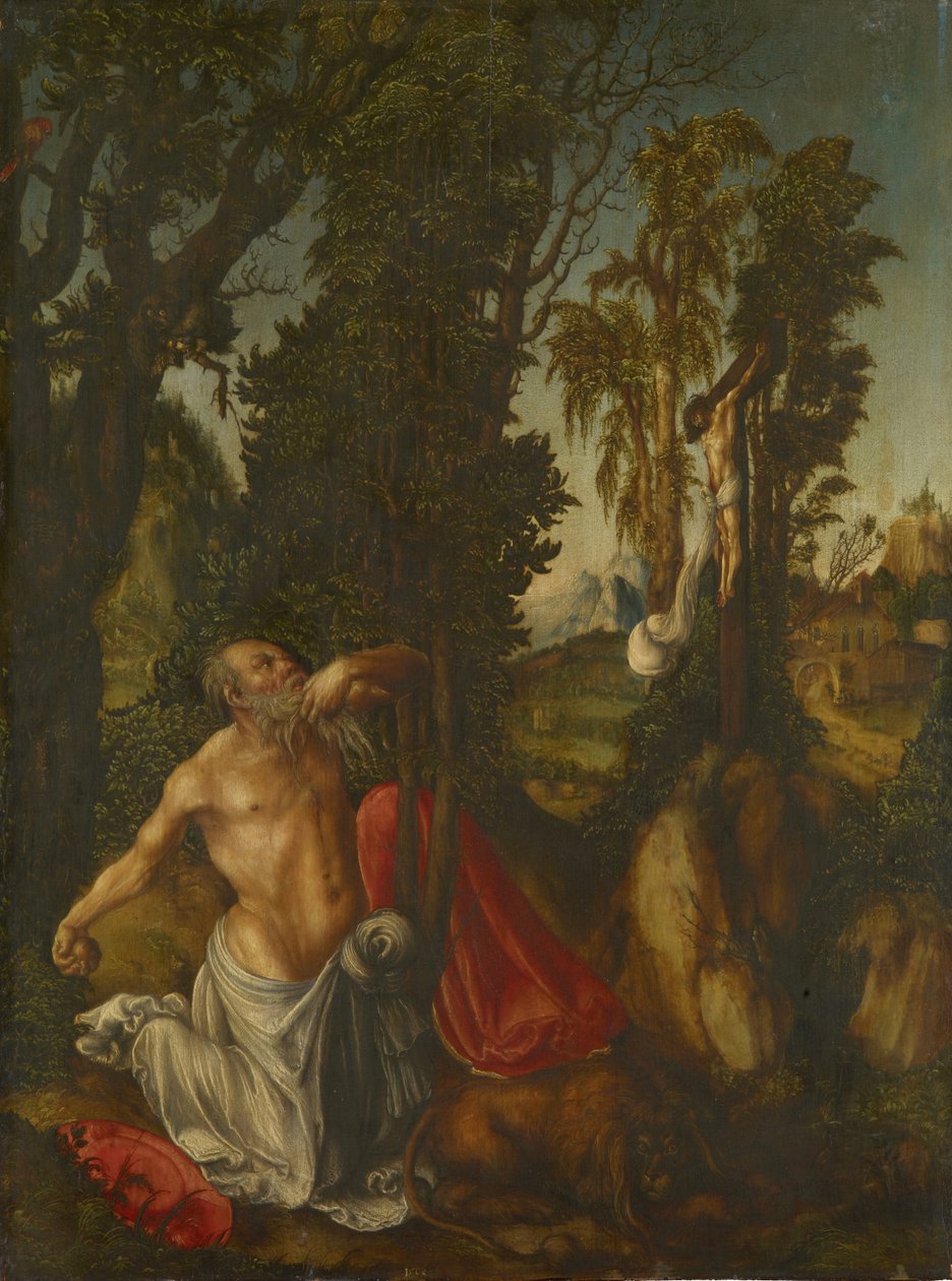 Tysk: Den bodfærdige Sankt Hieronymus Den bodfærdige Sankt Hieronymus af Lucas Cranach the Elder