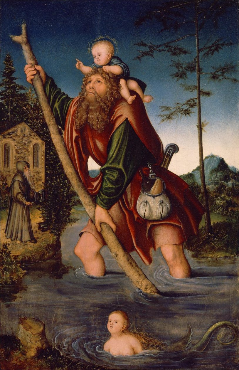 Tysk: Der heilige Christophorus Saint Christopher af Lucas Cranach the Elder