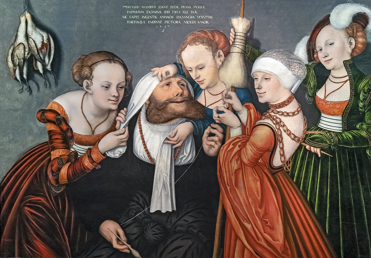 Tysk: Herkules bei Omphale Herkules ved Omphales hof af Lucas Cranach the Elder