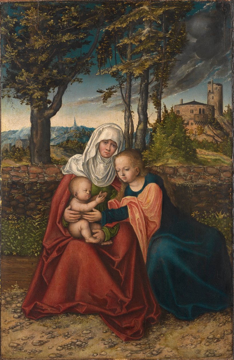Tysk: Hl. Anna Selbdritt Jomfruen og barnet med Sankt Anna af Lucas Cranach the Elder