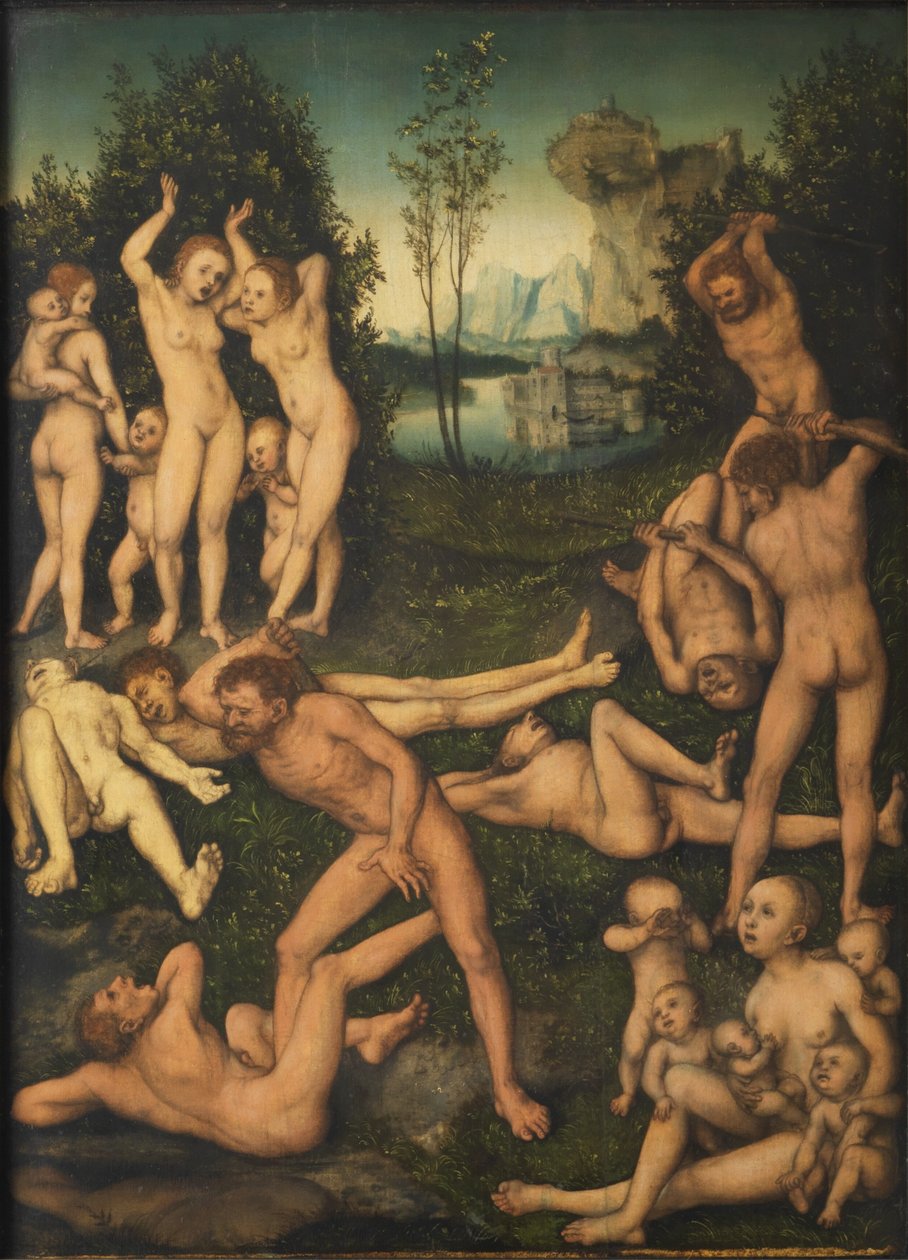 Tysk: Kampf nackter Männer und ihre klagenden Frauen The Fruits of Jealousy (The Close of the Silver Age) af Lucas Cranach the Elder