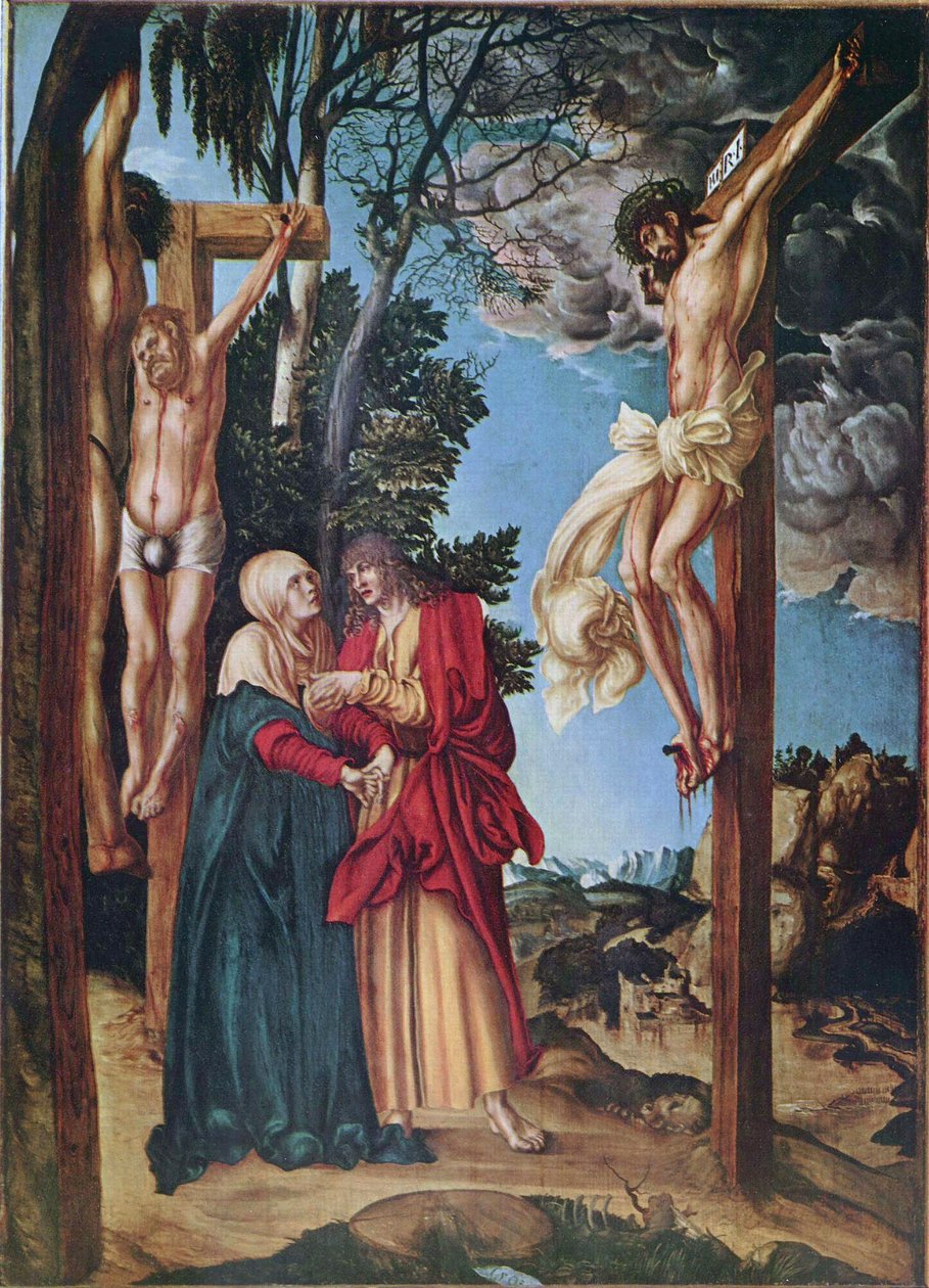 Tysk: Klage unter dem Kreuz Korsfæstelsen af Lucas Cranach the Elder