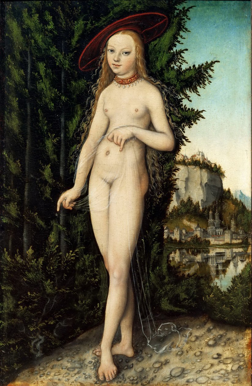 Tysk: Stående Venus i et landskab Venus i et landskab af Lucas Cranach the Elder