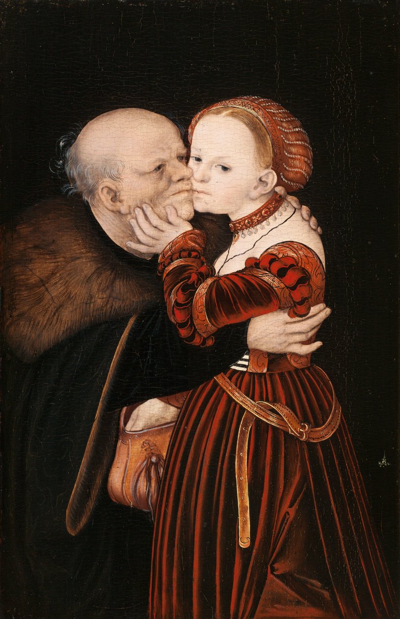 Tysk: Ungleiches Paar / Der alte Narr Ill-Matched Lovers / The old fool af Lucas Cranach the Elder