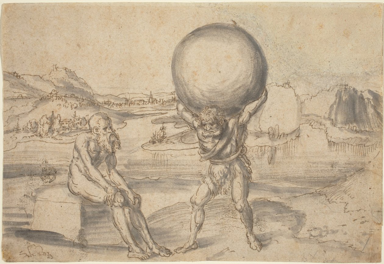 Hercules relieving Atlas of the Globe af Lucas Cranach the Elder