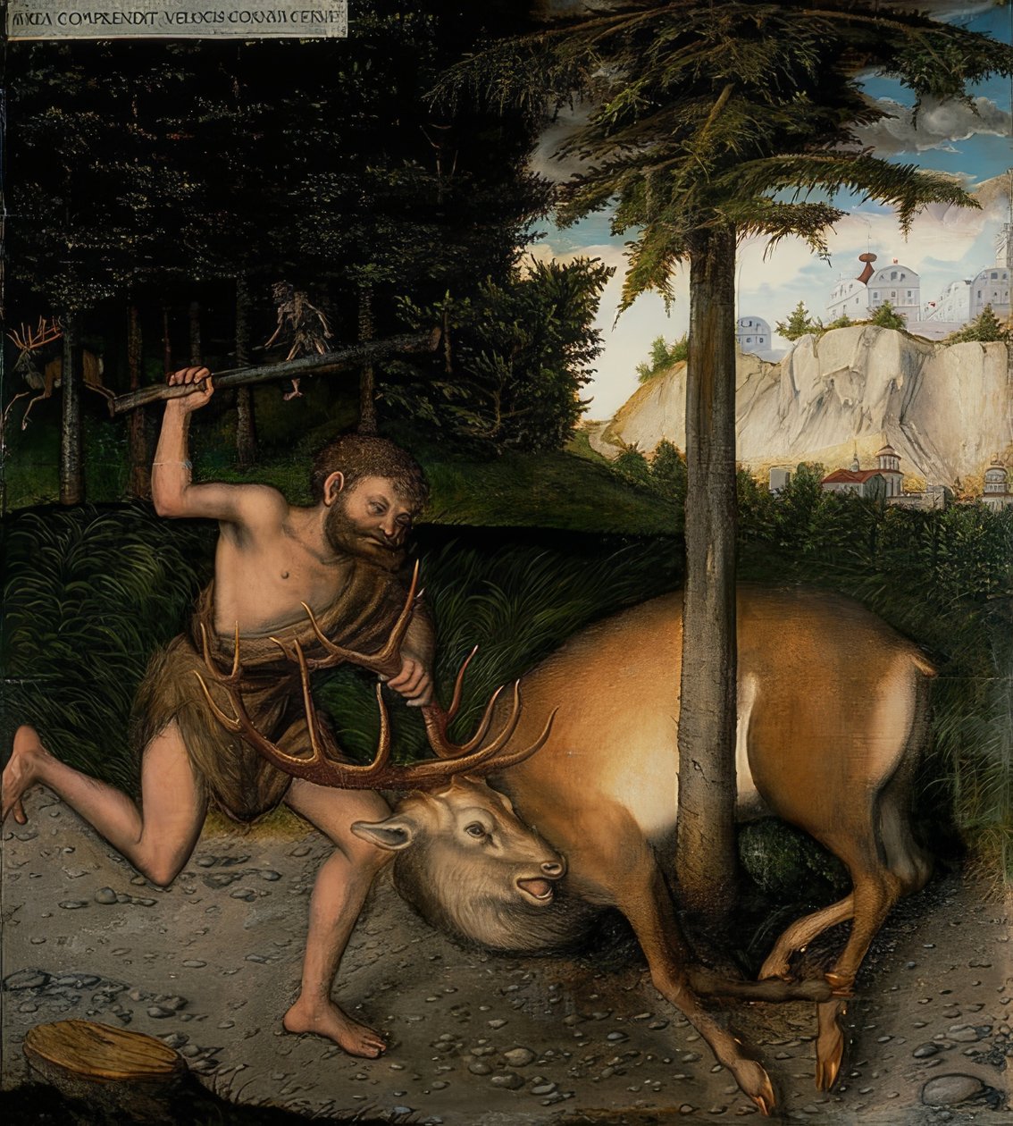 Hercules og Kerynite Doe. Fra serien af ​​Herkules gerninger. Efter 1537 af Lucas Cranach the Elder