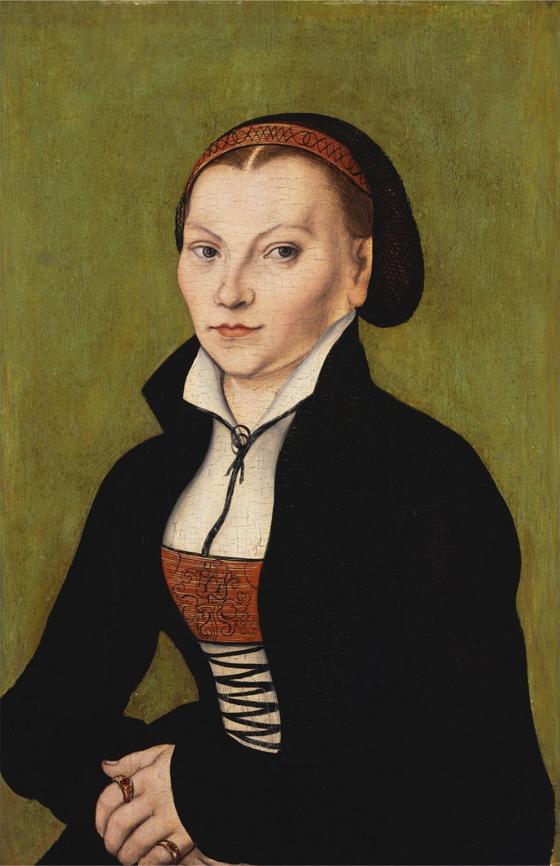 Katharina af Bora, halvlang, vendt mod venstre af Lucas Cranach the Elder
