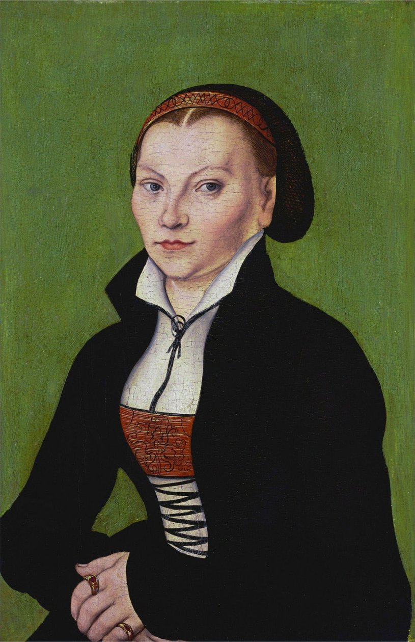 Katharina af Bora, halvlang, vendt mod venstre af Lucas Cranach the Elder