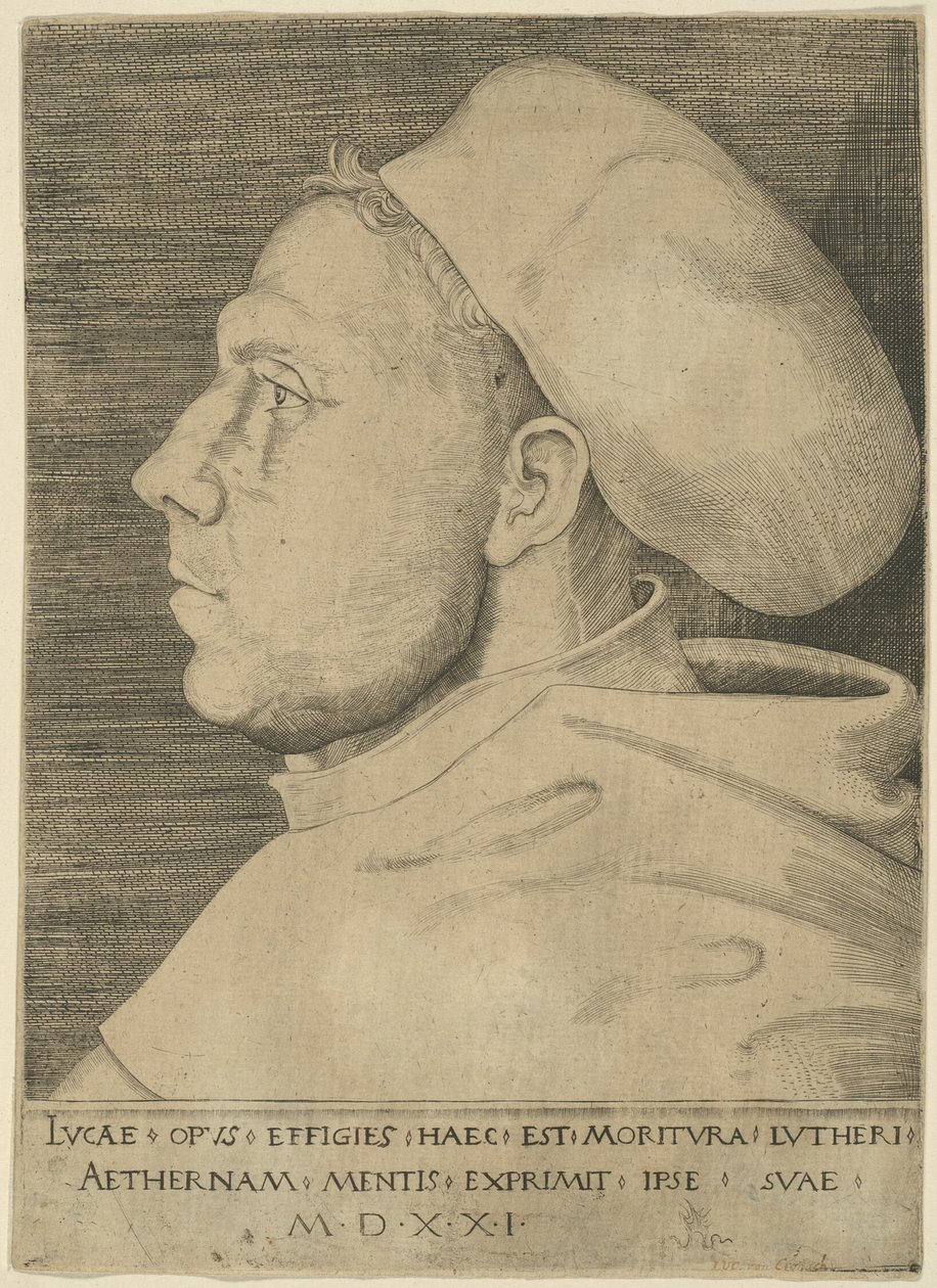 Luther som augustinerbroder med kasket af Lucas Cranach the Elder
