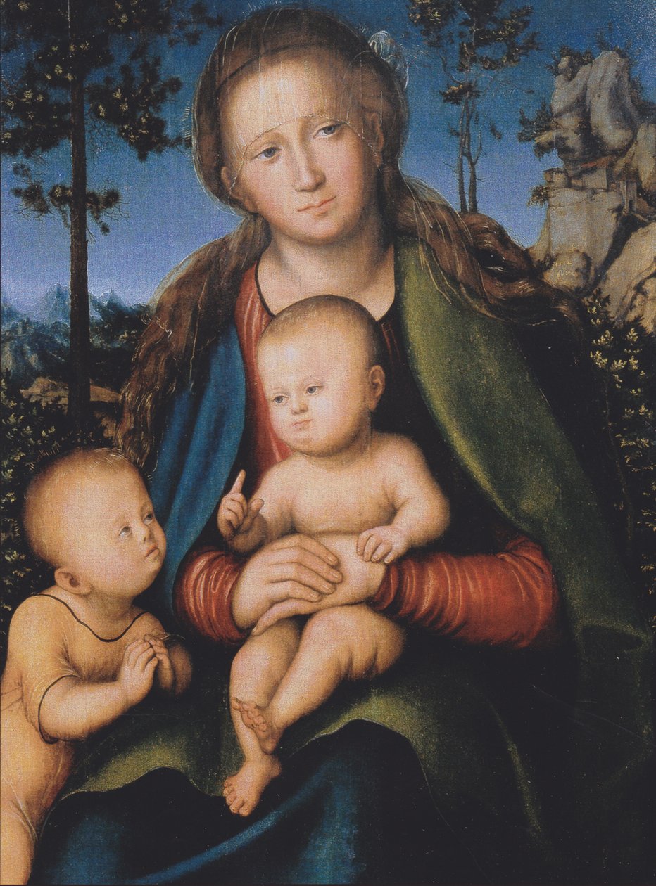 Madonna og barn med Sankt Johannes af Lucas Cranach the Elder