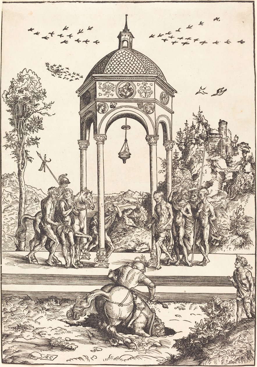 Marcus Curtius styrter ned i kløften af Lucas Cranach the Elder