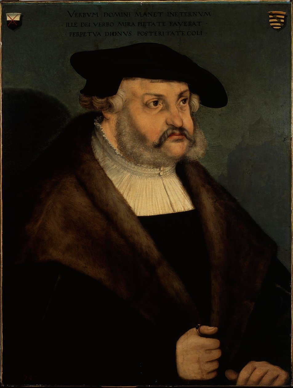 Portræt af Frederik III, Kurfyrste af Sachsen 1463-1525. af Lucas Cranach the Elder