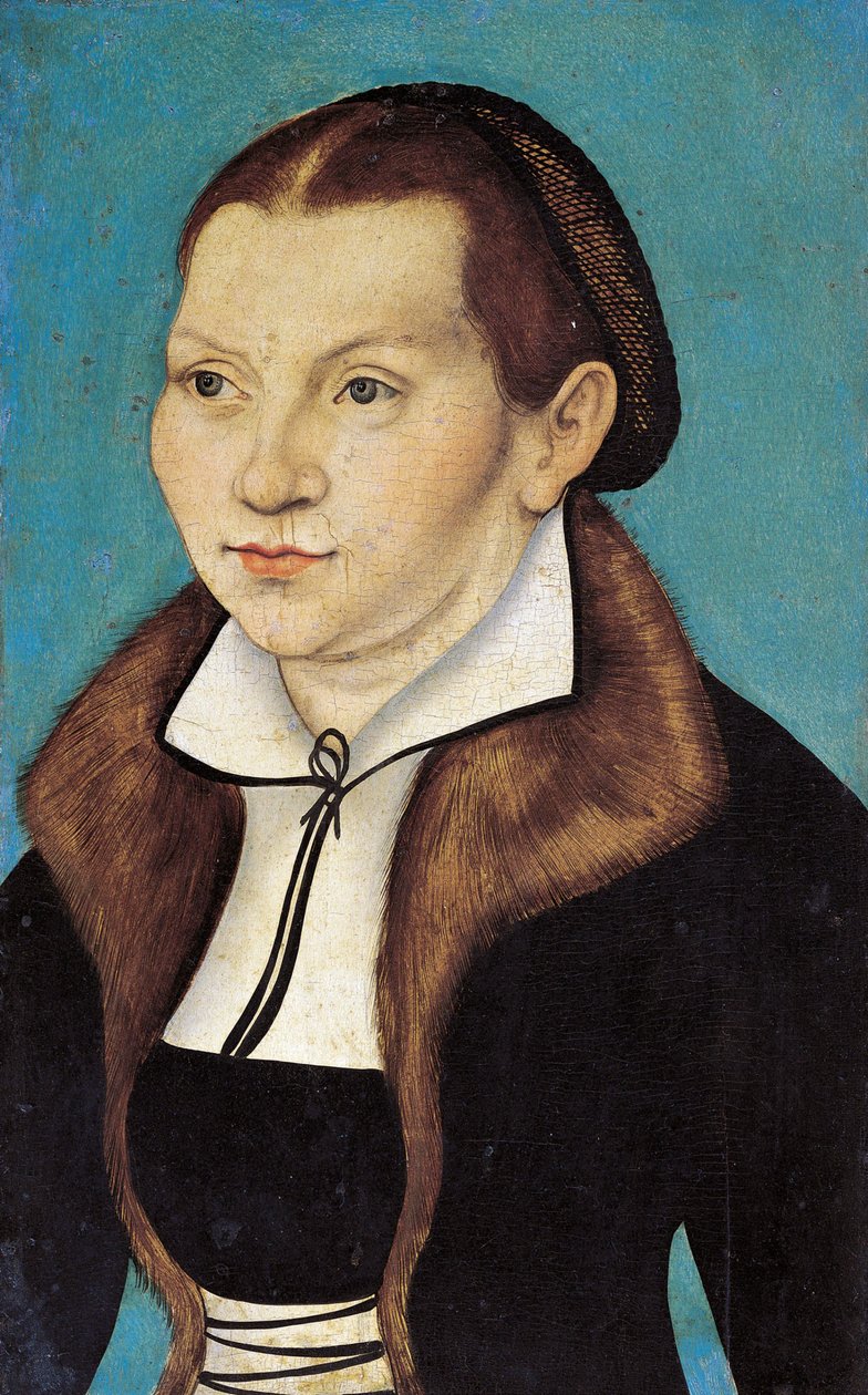 Portræt af Katharina Luther, født Katharina von Bora 1499-1552, 1529. af Lucas Cranach the Elder